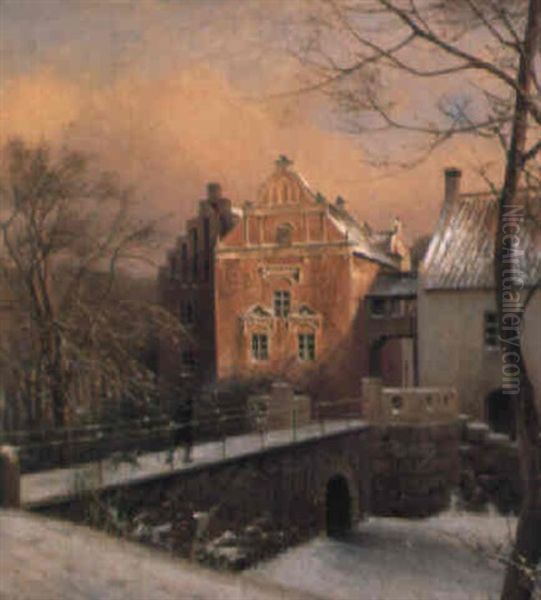 Fra Herregarden Dyobok I Skane, Vinter Oil Painting by Frederik Niels Martin Rohde