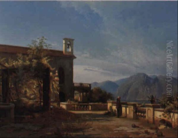 Terrasse Foran En Kloster I Norditalien Oil Painting by Frederik Niels Martin Rohde