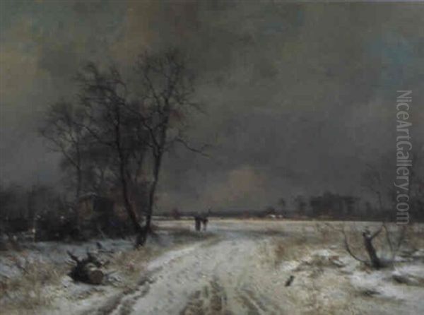 Vinterlandskap Oil Painting by Frederik Niels Martin Rohde