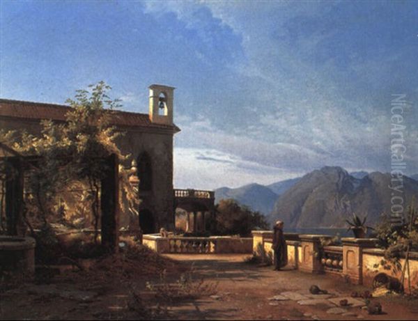 Terrasse Foran Et Kloster I Norditalien Oil Painting by Frederik Niels Martin Rohde