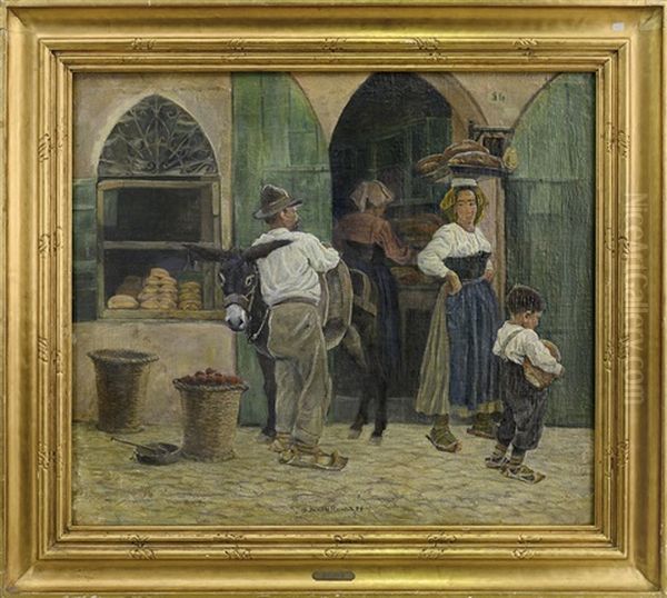 Terracina, Banco Del Pane Oil Painting by Johan Rohde