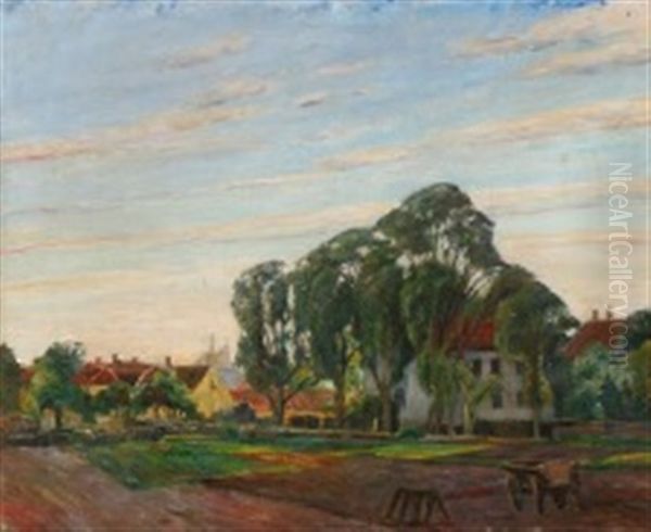 En Gammel Gaard Pa Amager Oil Painting by Johan Rohde