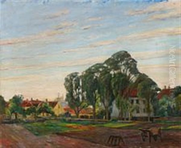 En Gammel Gaard Pa Amager Oil Painting by Johan Rohde