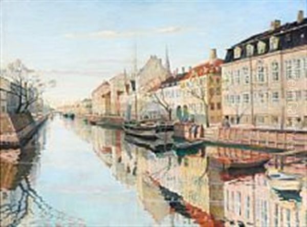 View From Christianshavn, Copenhagen Oil Painting by Johan Rohde