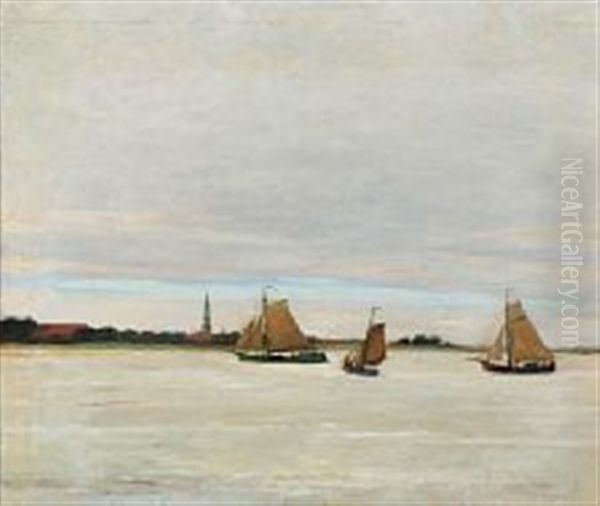 Ejderen Ved Tonning Oil Painting by Johan Rohde