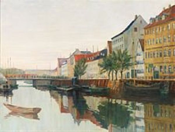 Scene From Christianshavn Oil Painting by Johan Rohde