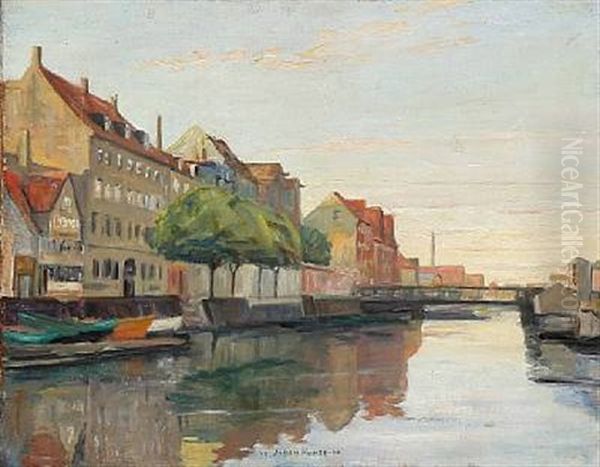 Canal Scape From Christianshavn Oil Painting by Johan Rohde