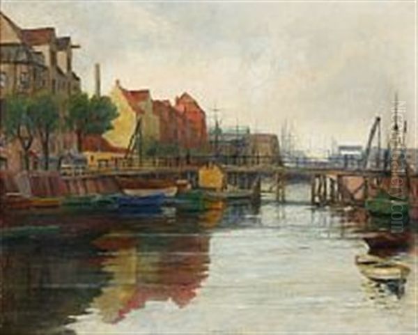 View From The Christianshavn Canal In Copenhagen Oil Painting by Johan Rohde