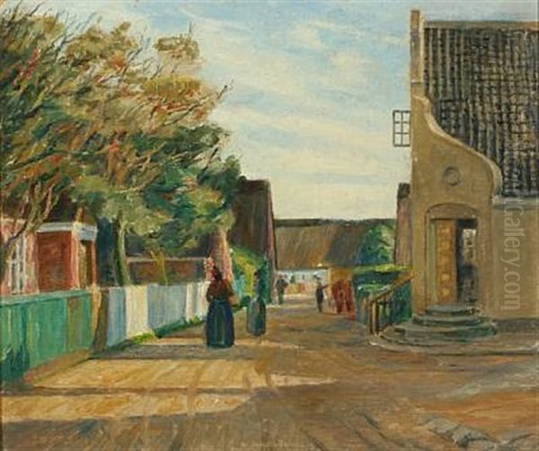 Town Scenery From The Danish Island Fanoe Oil Painting by Johan Rohde