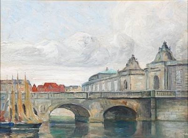 Marmorbroen I Kjobenhavn Oil Painting by Johan Rohde