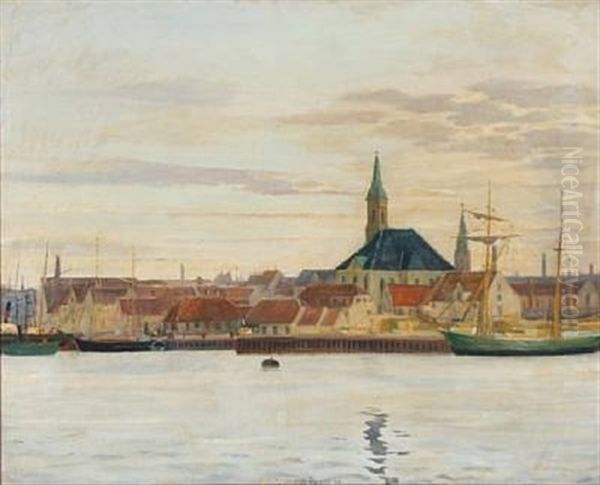 View From Christianshavn In Copenhagen Oil Painting by Johan Rohde