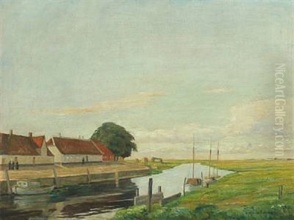 View From Ribe Oil Painting by Johan Rohde