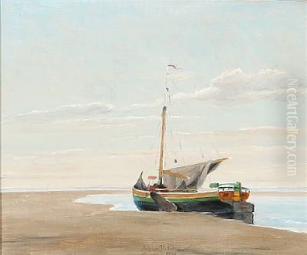 Jagt Paa Stranden. Sonderho Oil Painting by Johan Rohde