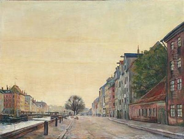 View From Christianshavn Canal, Denmark Oil Painting by Johan Rohde