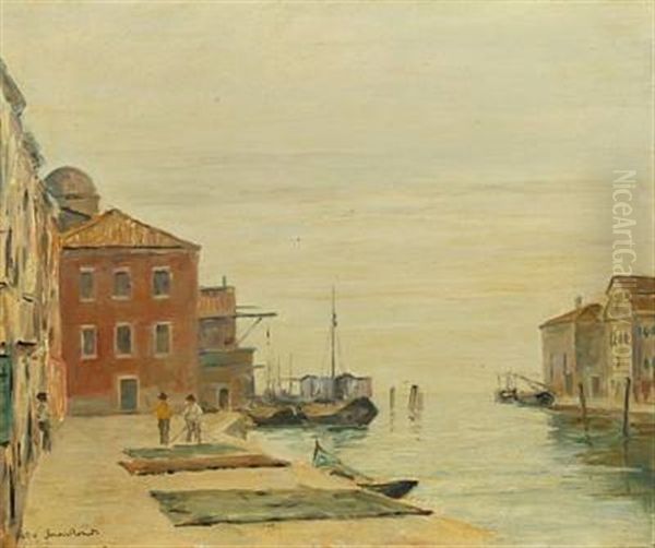 Kanal I Venezia Oil Painting by Johan Rohde