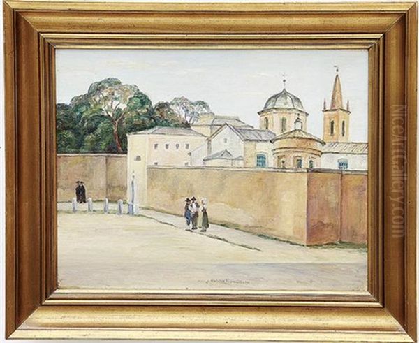 Courtyard Scene Oil Painting by Johan Rohde