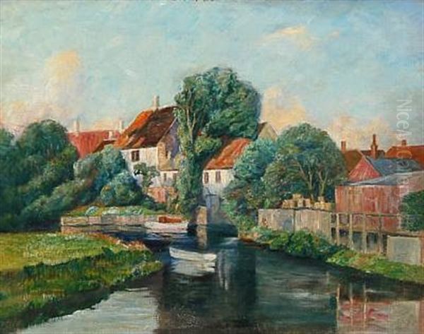 Sommerdag I Ribe (summer Day In Ribe, Denmark) Oil Painting by Johan Rohde