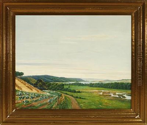 Danish Summer Landscape From The Silkeborg Lake Distritc Oil Painting by Johan Rohde