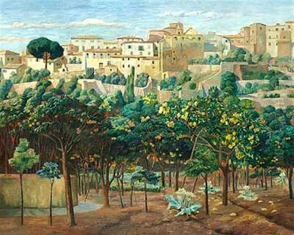 Orangehaven I Terracina Oil Painting by Johan Rohde