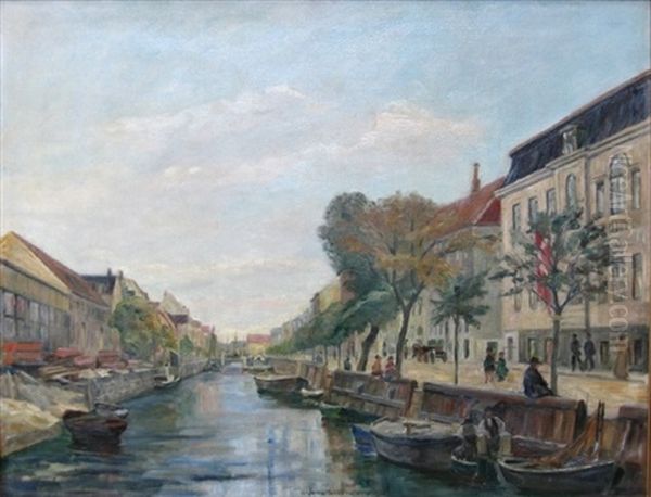 Christianshavns Kanal Oil Painting by Johan Rohde