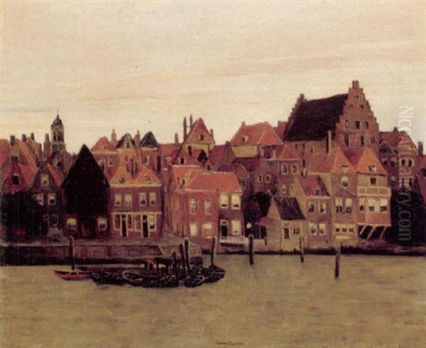 Gracht I Dordrecht Oil Painting by Johan Rohde