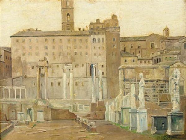 The Forum, Rome Oil Painting by Johan Rohde