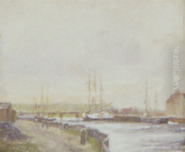 Parti Fra Randers Havn Oil Painting by Johan Rohde