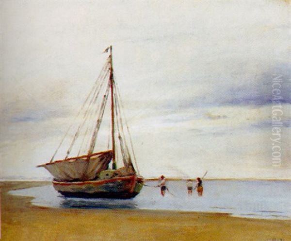 Haegter Pa Stranden, Sonderho Oil Painting by Johan Rohde