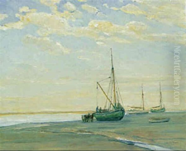 Optrukne Bade Pa Stranden, Fano Oil Painting by Johan Rohde