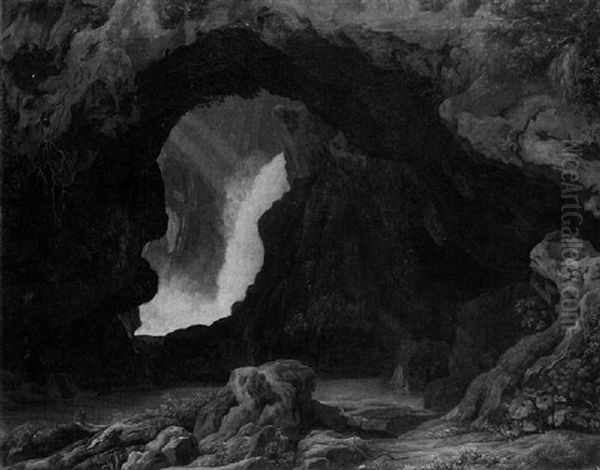 Grotte Bei Tivoli Oil Painting by Johann Martin Von Rohden