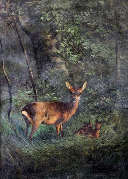 Rehe Im Wald Oil Painting by Christian Rohlfs