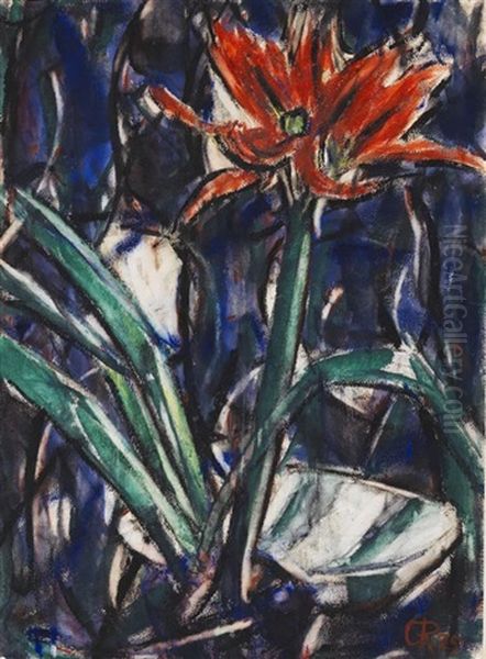 Amaryllis Oil Painting by Christian Rohlfs