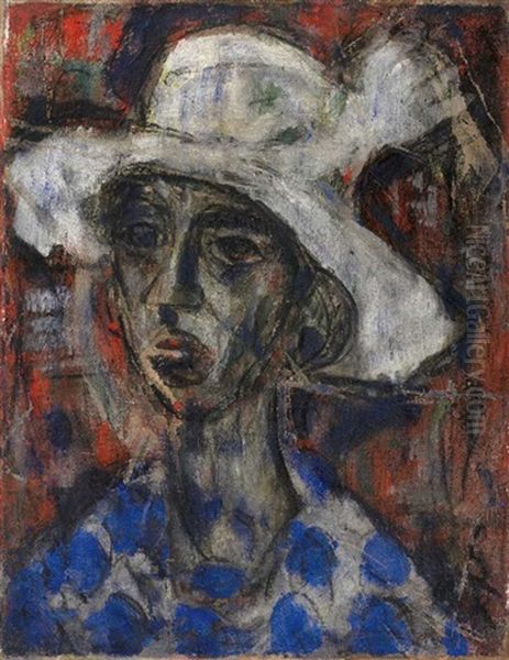 Frau Mit Grossem Hut Oil Painting by Christian Rohlfs