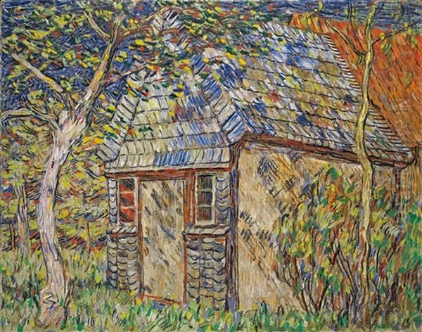 Gartenhaus Unter Baumen Oil Painting by Christian Rohlfs