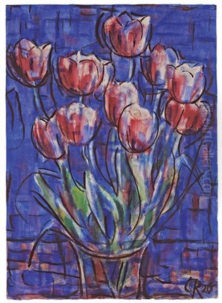 Rote Tulpen Oil Painting by Christian Rohlfs