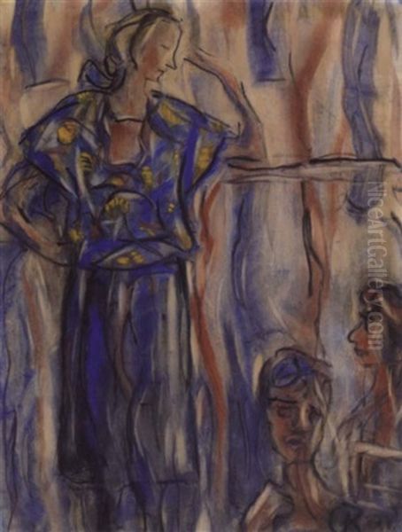 Dame In Blauem Kleid Oil Painting by Christian Rohlfs