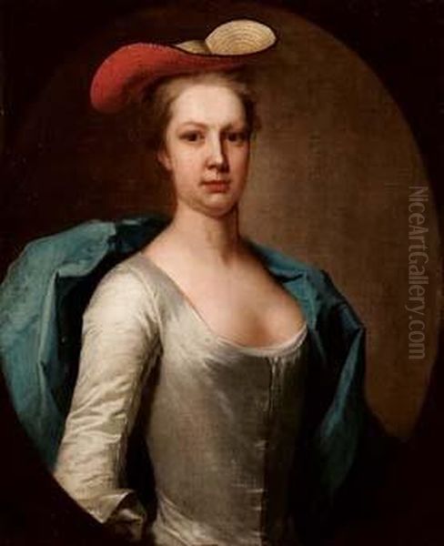 Ritratto Di Fanciulla Con Cappello Dipaglia Oil Painting by Paolo Borroni