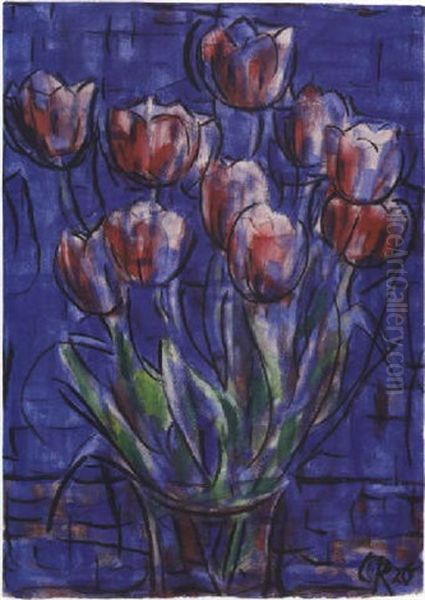 Rote Tulpen Oil Painting by Christian Rohlfs