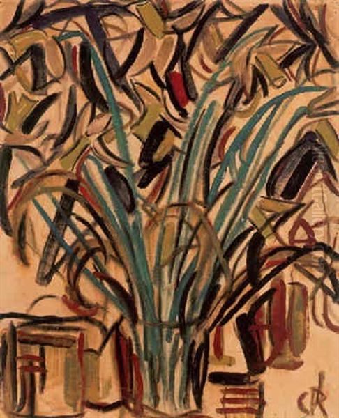 Blumenstrauss In Glasvase Oil Painting by Christian Rohlfs