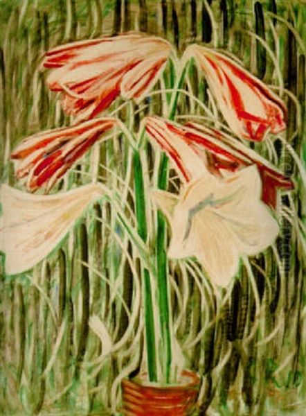 Amaryllis Oil Painting by Christian Rohlfs