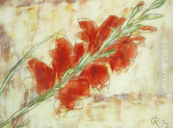 Rote Gladiole Oil Painting by Christian Rohlfs