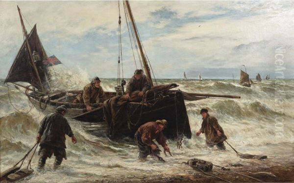 The Fishing Fleet Oil Painting by William Henry Borrow