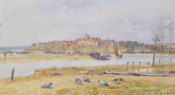 View Of Rye From Themarshes Oil Painting by William Henry Borrow