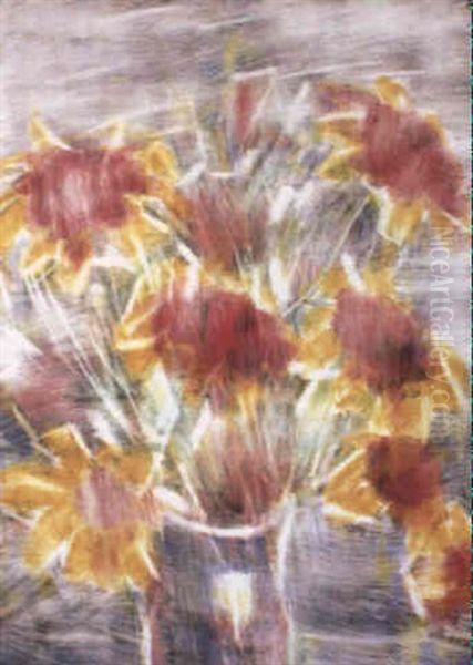 Rotgelbe Blumen Im Krug Oil Painting by Christian Rohlfs