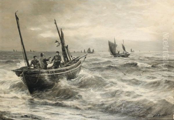 A Seascape At Hastings Oil Painting by William Henry Borrow