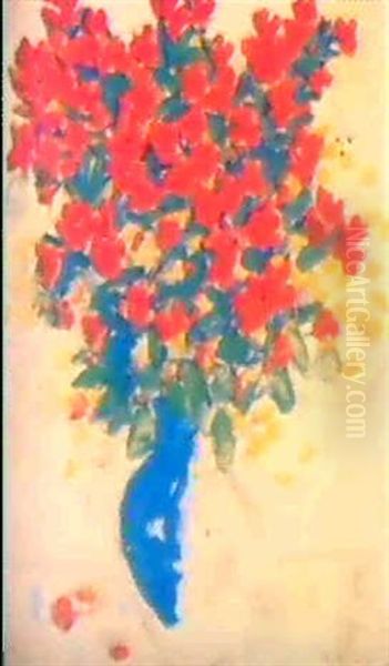 Rote Anemonen In Blauer Vase Oil Painting by Christian Rohlfs