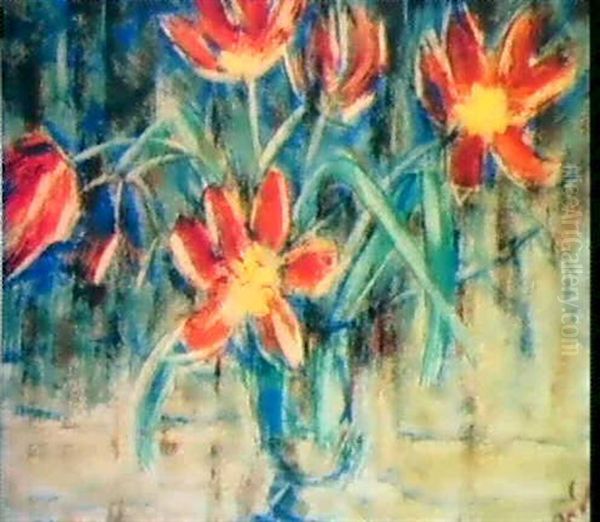 Rote Tulpen Oil Painting by Christian Rohlfs