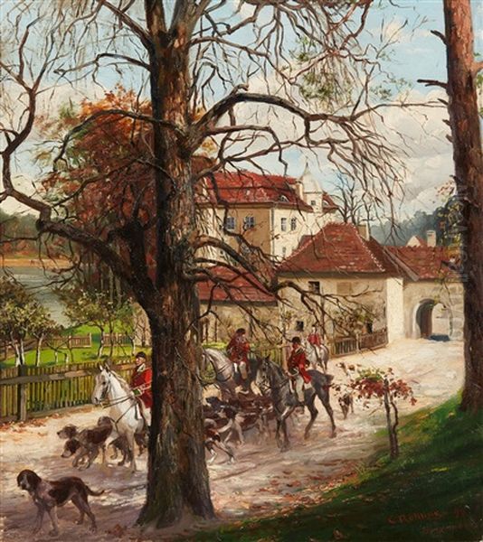 A Hunting Party At Grunewald Palace by Carl Rohling