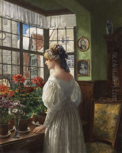 Dame Am Fenster Oil Painting by Carl Rohling