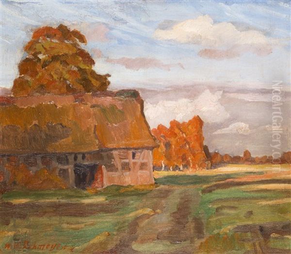 Alte Scheune Im Herbst Oil Painting by Wilhelm Heinrich Rohmeyer